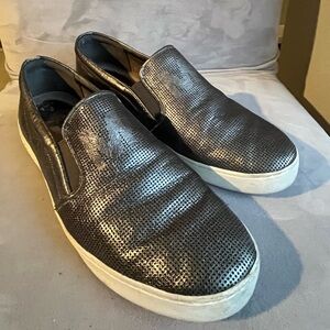 Michael Kors Tyson Gunmetal Gray‎ Leather Slip On Sneakers